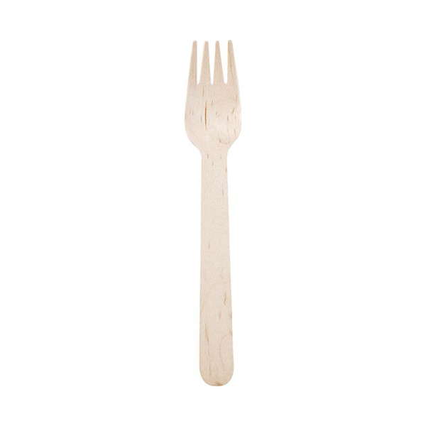 Fourchette jetable en bois de bouleau, sachet de 100 pièces, biodégradable et écologique