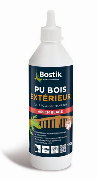 Colle d'assemblage PU bois extérieur D4 500g, résistante à l'eau et aux intempéries