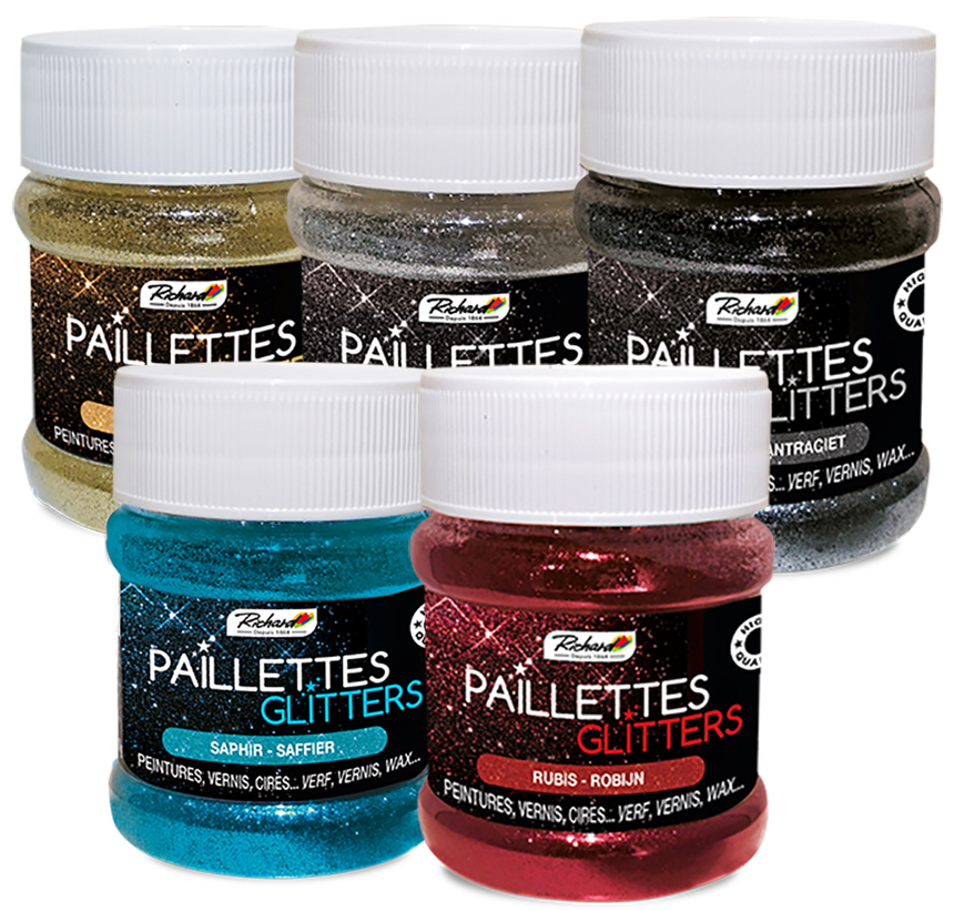Pot de paillettes Glitters scintillantes 80g pour la peinture et les loisirs créatifs