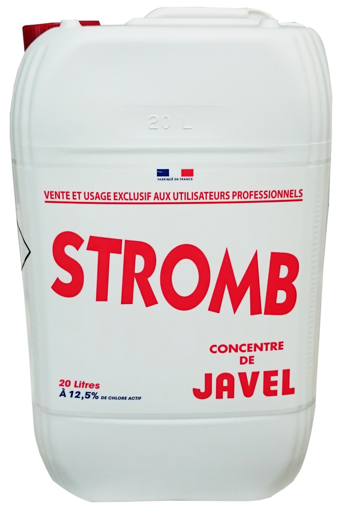 Javel concentrée 48° 12.5% chlore actif 20L en bidon, idéale pour l'anti-mousse et le nettoyage des façades.