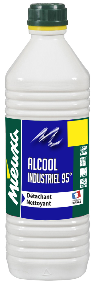 Bouteille d'Alcool Industriel 95° de 1L pour le nettoyage et le bricolage