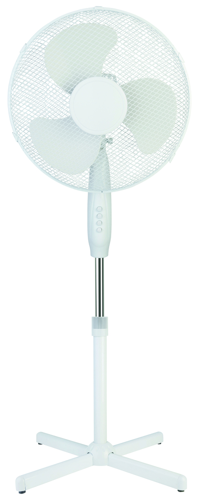 Ventilateur sur pied blanc, 55W, diamètre 40 cm, avec 3 vitesses et hauteur réglable