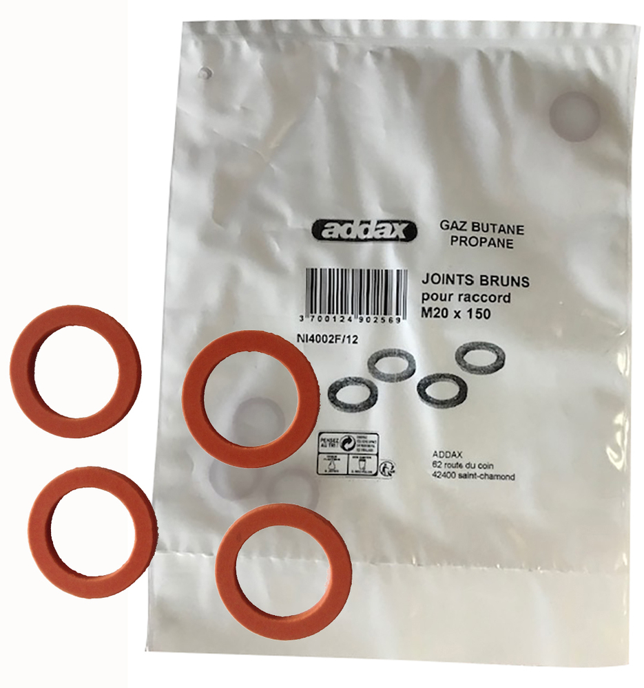 Lot de 4 joints rouges en caoutchouc pour flexibles Butane Propane