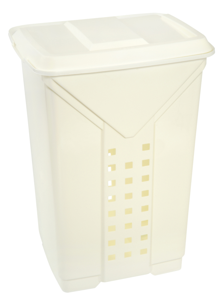 Coffre à linge 60 litres blanc cérusé avec couvercle