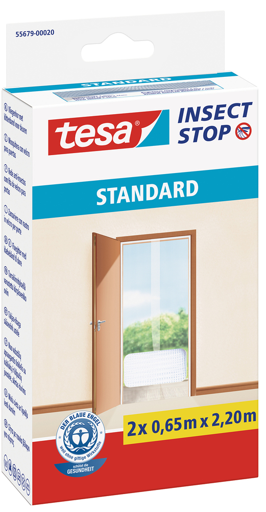 Moustiquaire de porte standard lot de 2, dimensions 2.20 m x 0.65 m, pour une protection efficace contre les insectes.