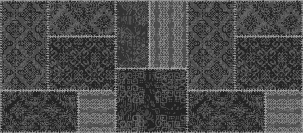 Tapis d'accueil Création Kelim Patch Grey 66 x 150 cm tissé à plat, style contemporain