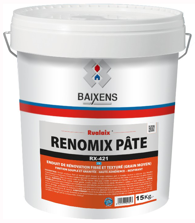 Enduit de lissage extérieur en pâte Renomix RX-421 pour murs, prêt à l'emploi