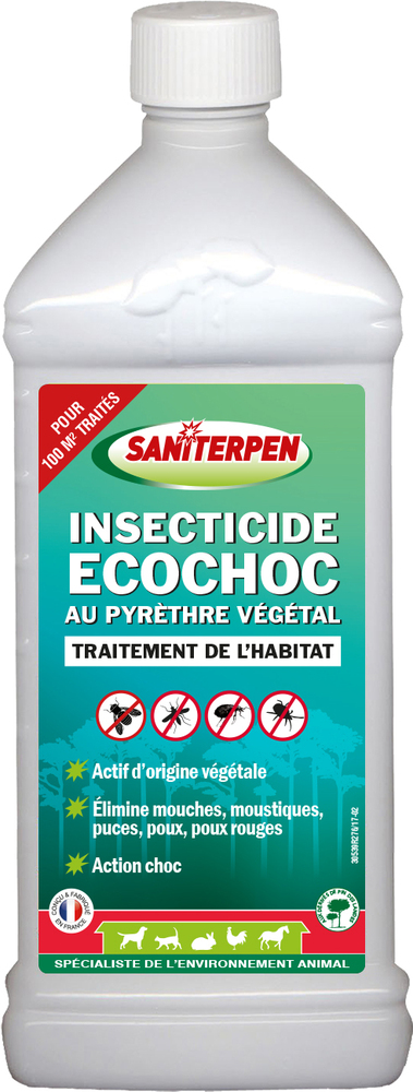 Flacon d'insecticide Ecochoc au Pyrèthre Végétal 1L contre tous insectes rampants et volants
