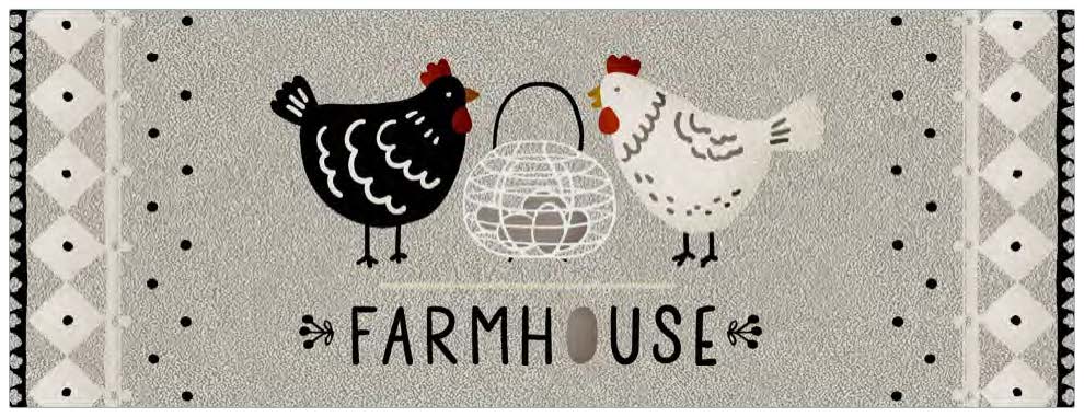 Tapis de couloir en velours motif poule 45x150 cm