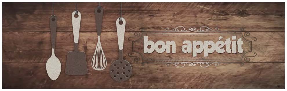 Tapis de sol déco rectangulaire Velvet Bon Appétit 45 x 150 cm, toucher doux