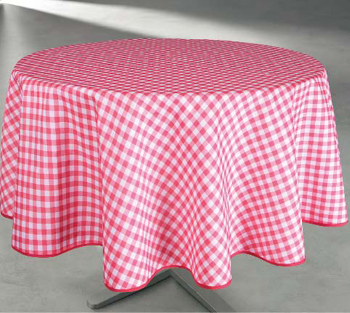 Nappe ronde en polyester vichy rouge Ø160 cm, facile d'entretien