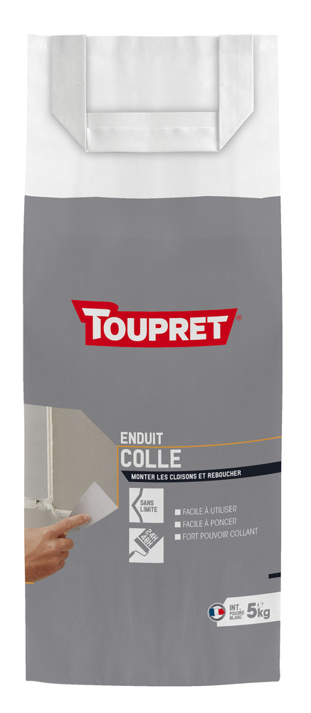 Sac d'Enduit Colle Poudre 5 kg pour rebouchage intérieur et multi-usages.