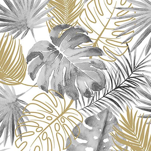 Papier peint expansé sur intissé L60409 motif feuilles tropicales Amazonie gris, collection Best Sélection 2021