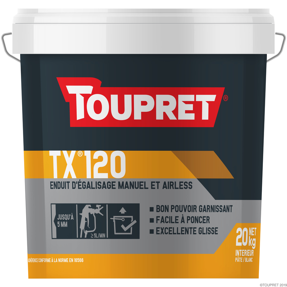Enduit d'Égalisage Garnissant TX 120 en Pâte 20 kg pour murs intérieurs, application manuelle ou Airless