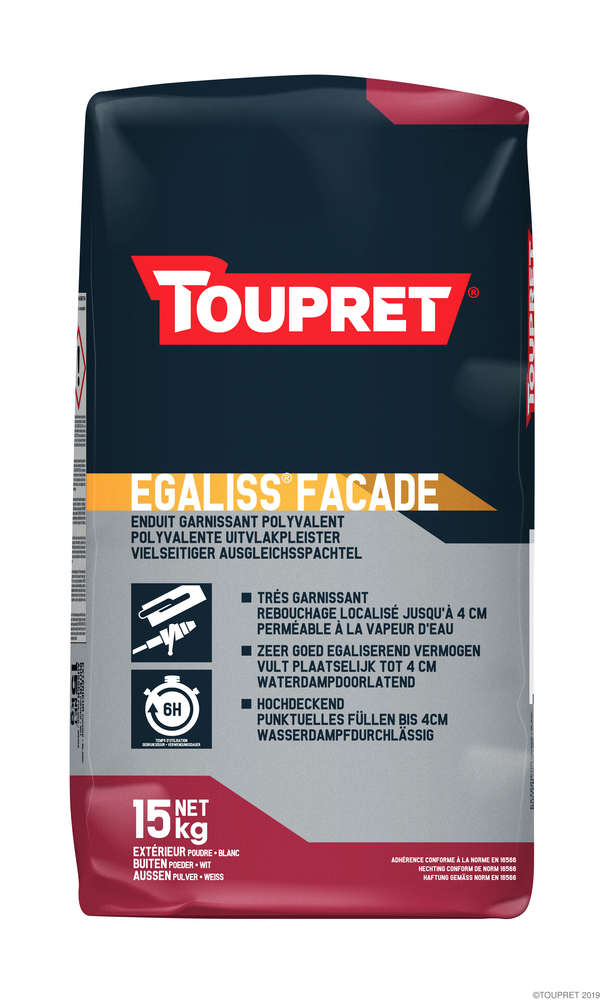 Enduit de rebouchage Egaliss Façade Poudre sac de 15 kg pour murs extérieurs, haute adhérence