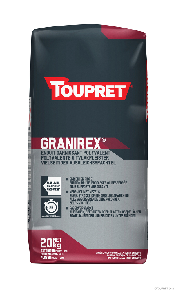 Enduit de rénovation extérieur en poudre Granirex 20 kg pour reboucher et lisser les murs