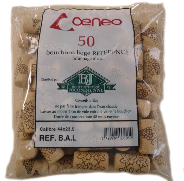50 bouchons en liège technique de 44x24.5mm pour la mise en bouteille de vin