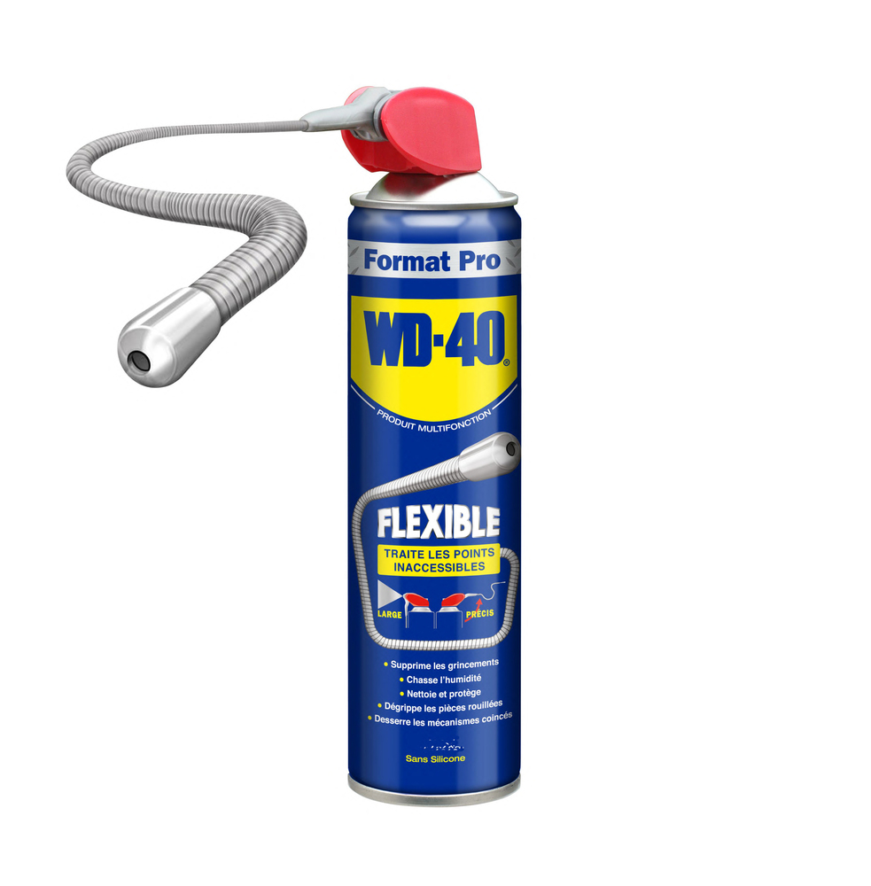 Bombe aérosol WD-40 Produit Multifonction Flexible 600 ml avec tube applicateur articulé