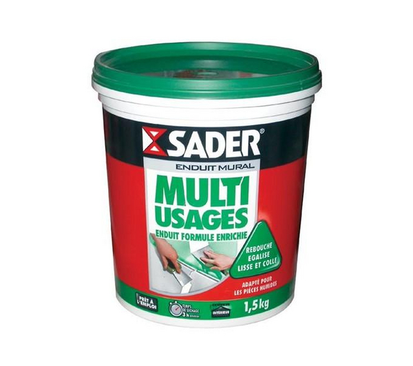 Enduit multi-usages formule enrichie en pâte 1.5 kg, prêt à l'emploi pour reboucher et lisser