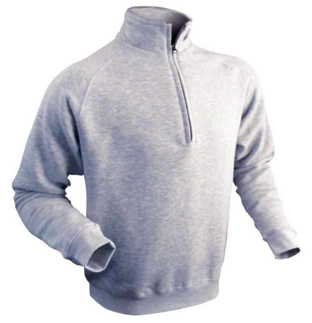 Sweat shirt de travail gris à col zippé, manches longues