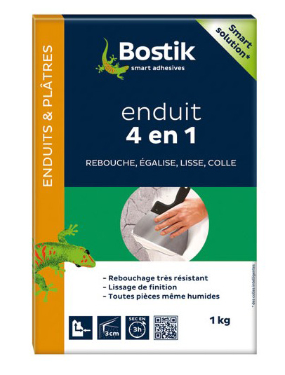 Enduit 4 en 1 Poudre de rebouchage intérieur et multi-usages pour murs et plafonds