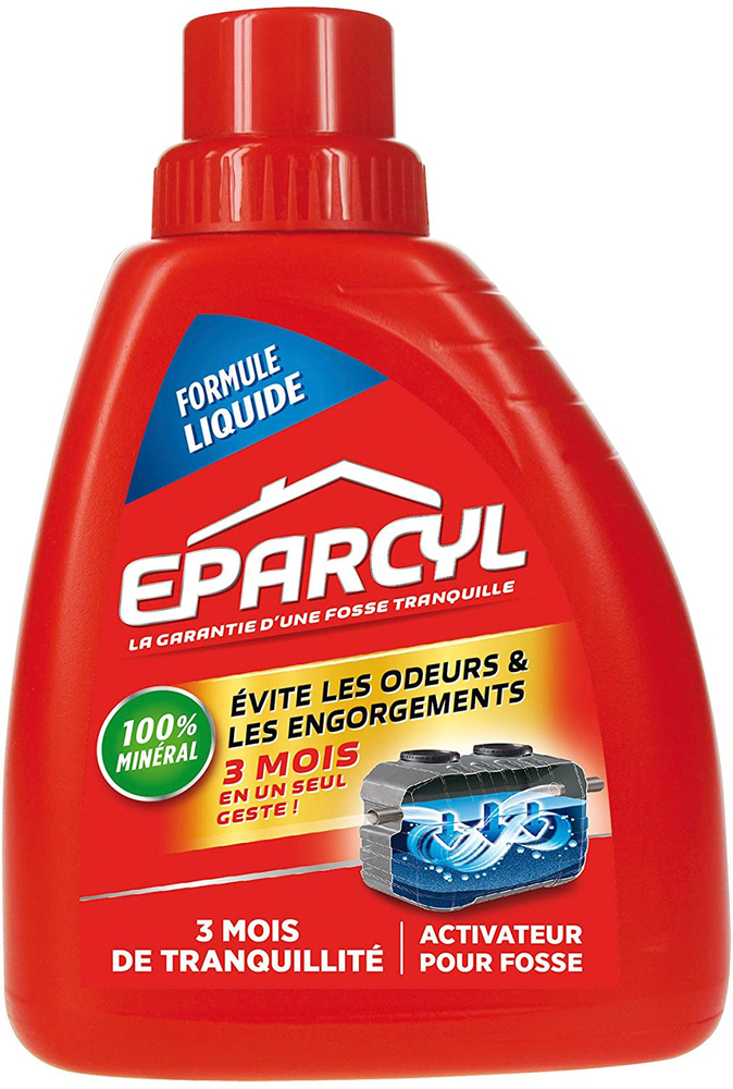 Bouteille d'Eparcyl Liquide 3 Mois 500 ml, activateur d'entretien pour fosses septiques.