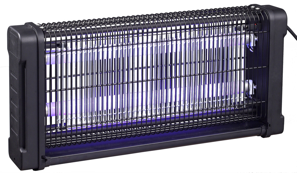 Destructeur d'insectes électrique 2100-2500V avec deux lampes UV 15W, idéal pour jardin et extérieur.