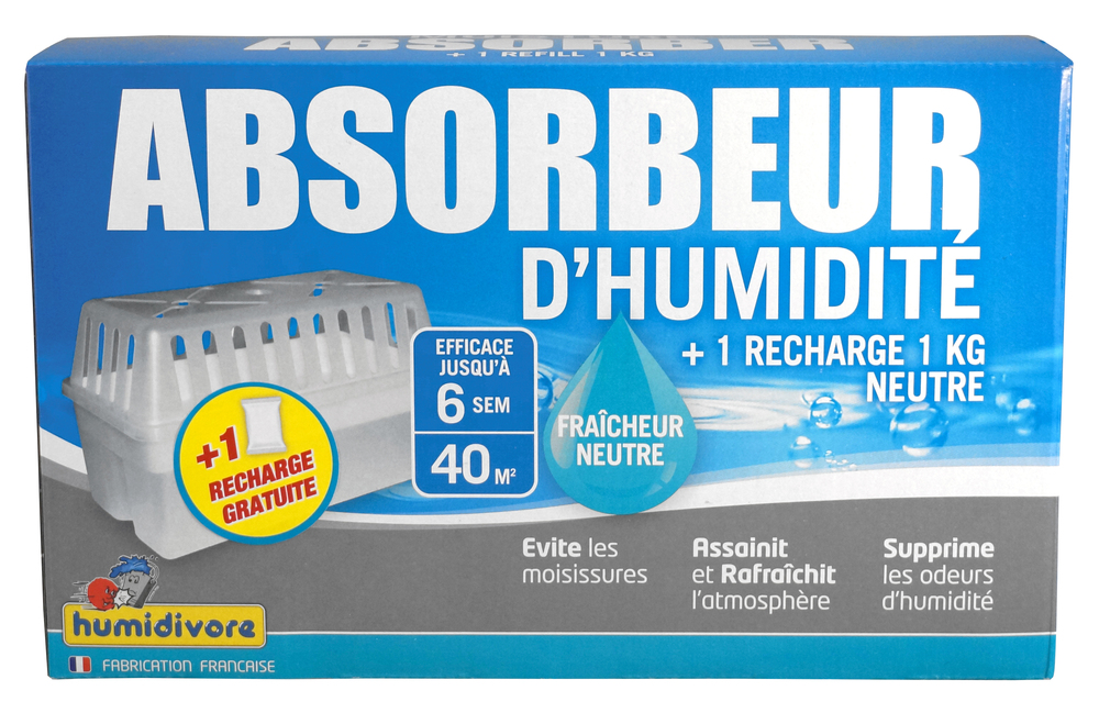 Humidivore Absorbeur + 2 Recharges de 1 kg Neutre Dont 1 Gratuite