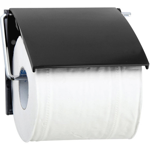 Porte-papier toilette mural noir mat en inox et PVC