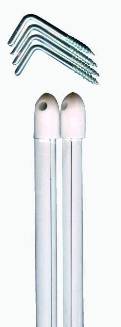 Tringles à vitrage rondes extensibles blanches, lot de 2, pour fenêtres