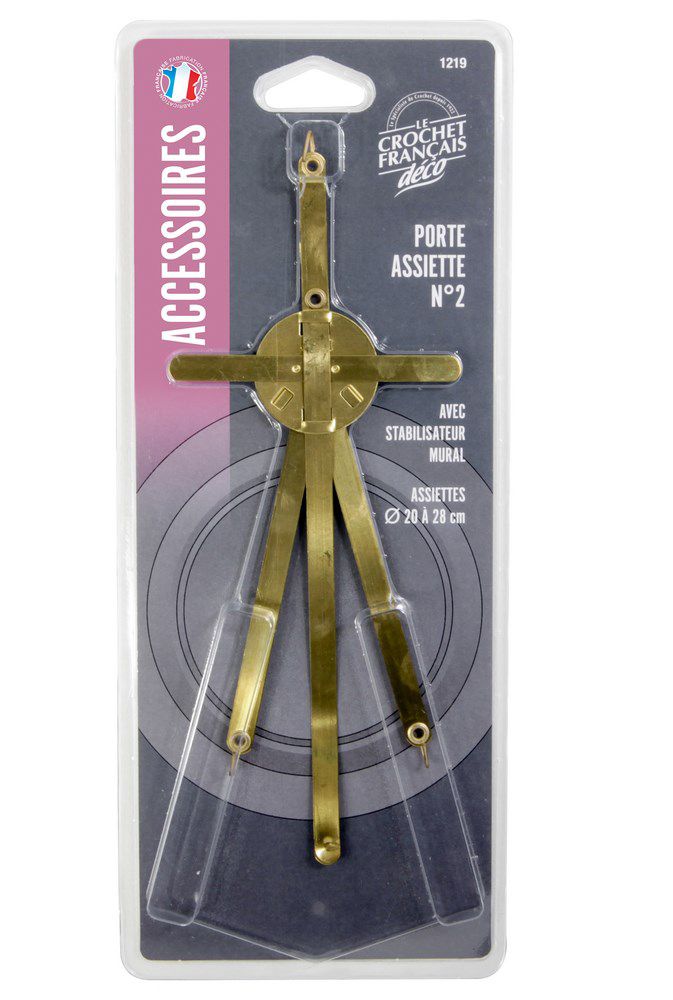 Porte-assiette mural en métal, finition chromée, pour 1 assiette de 20 à 28 cm