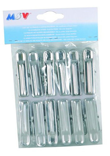 Lot de 12 pinces à linge en inox, robustes et résistantes à la rouille, pour étendre le linge.