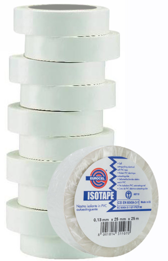 Lot de 10 rubans adhésifs d'électricien blancs pour isolation électrique, 15 mm de large et 10 m de long.