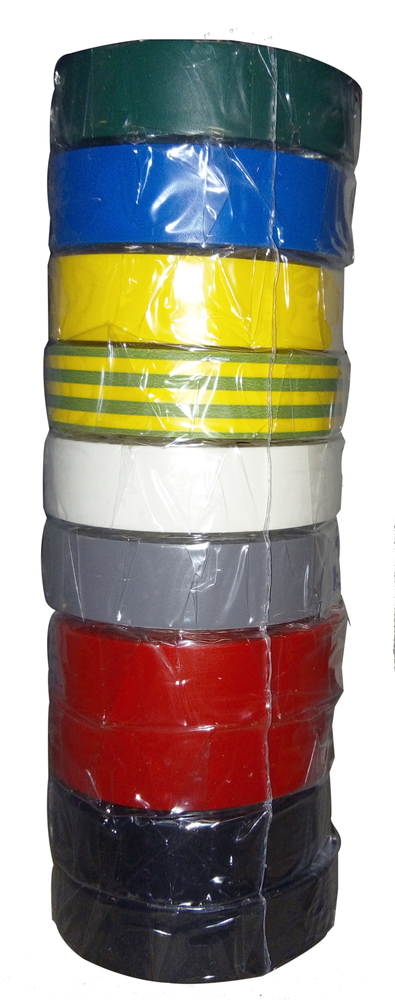 Rubans adhésifs électriques lot de 10 coloris panachés 15 mm x 10 m pour isolation