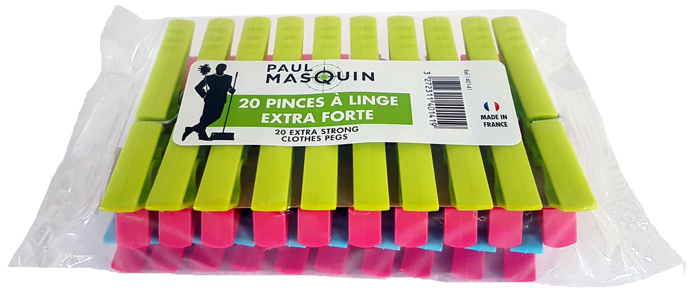 Pinces à linge extra fortes Paul Masquin, lot de 20, pour un maintien optimal du linge