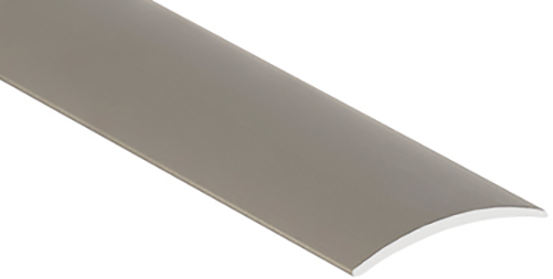 Barre de seuil demi-bombée adhésive en aluminium finition titane, 30 mm x 90 cm, prête à poser.