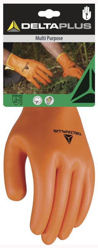 Paire de gants multi-travaux tout enduit mousse nitrile, sur carte, pour le bricolage et la protection.