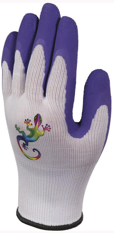 Paire de Gants de Jardin Enfant Tricot Latex Violet T04 sur Carte