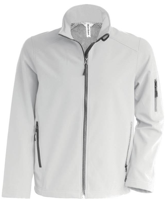Veste softshell Garlanban blanche, vêtement de travail professionnel pour le bâtiment, coupe-vent et déperlante.