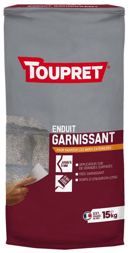 Enduit de rebouchage et garnissage extérieur en poudre de 15 kg, en sac