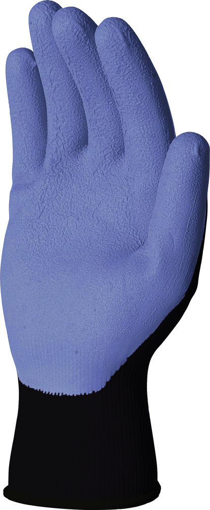Paire de gants de jardin en tricot latex mauve sur carte, offrant protection et bonne prise en main.