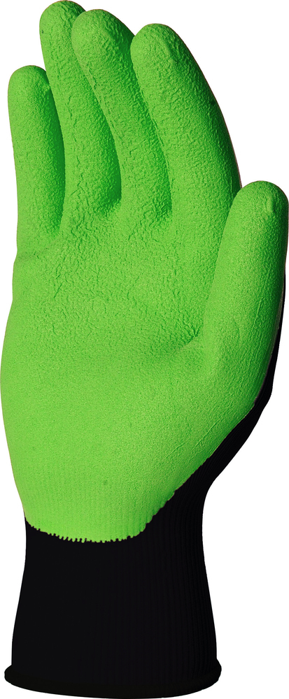 Paire de gants de jardin en tricot latex vert résistants sur carte