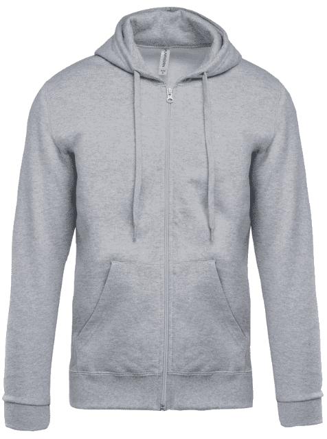 Sweat-shirt de travail zippé à capuche gris, matière résistante