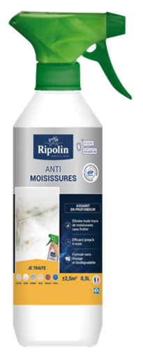 Bouteille de traitement anti-moisissures en spray 0.5L pour surfaces intérieures.