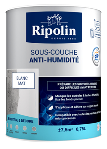 Sous-couche anti-humidité mat blanc en pot de 0.75L