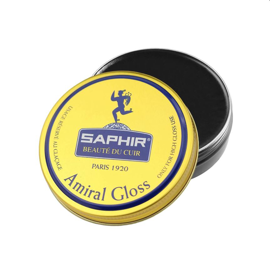 Pâte à glacer Amiral Gloss noire 50 ml pour l'entretien et le glaçage des cuirs.