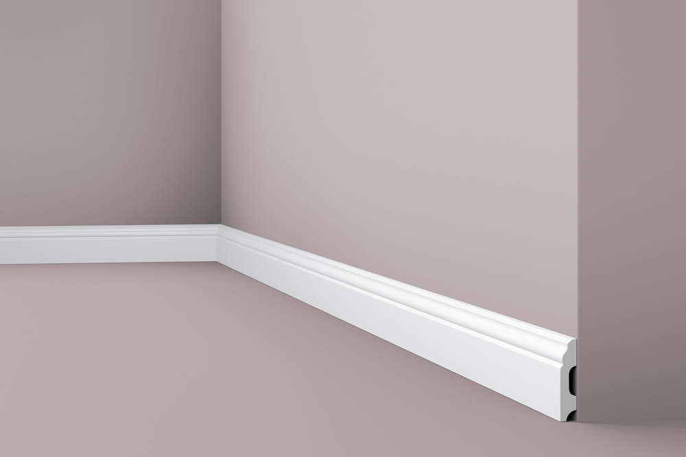 Plinthe Wallstyl FB1F en polystyrène blanc 60x13mm, longueur 2 mètres