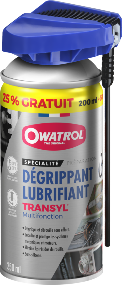 Bombe aérosol Dégrippant Lubrifiant Multifonction 200 ml avec 50 ml gratuit pour dégripper et lubrifier.