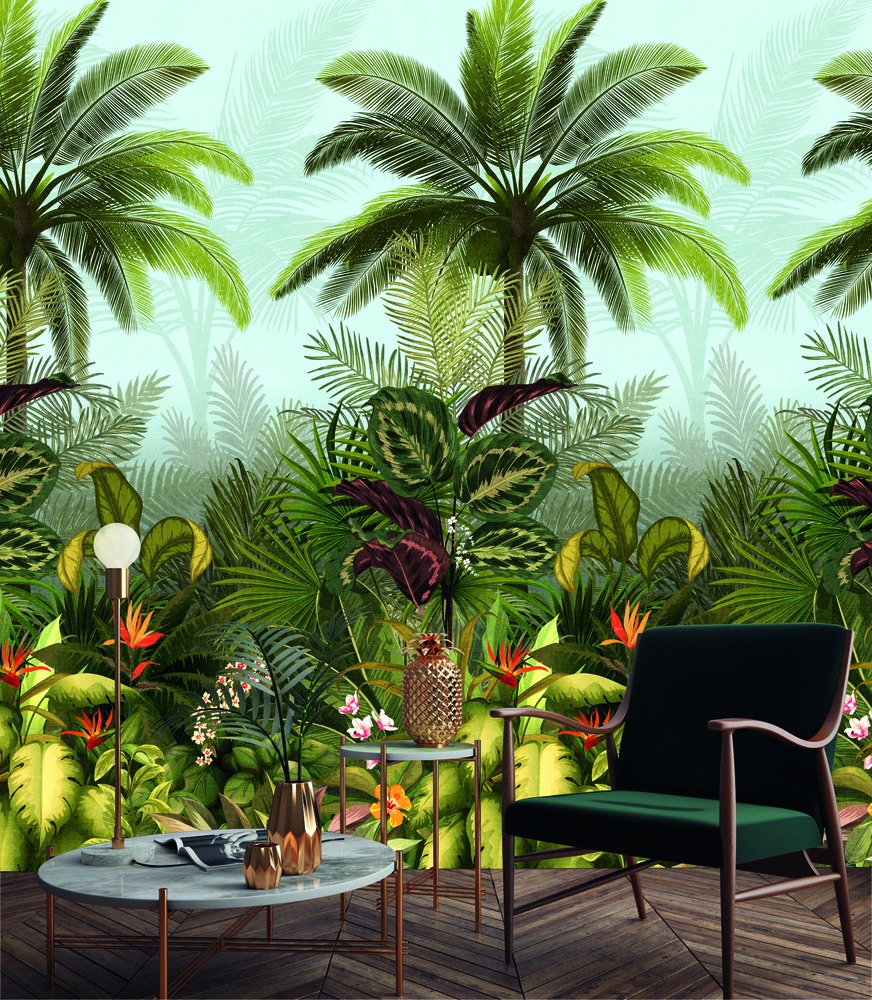 Papier peint panoramique JF6001 Branca Jungle vert 159 x 280 cm