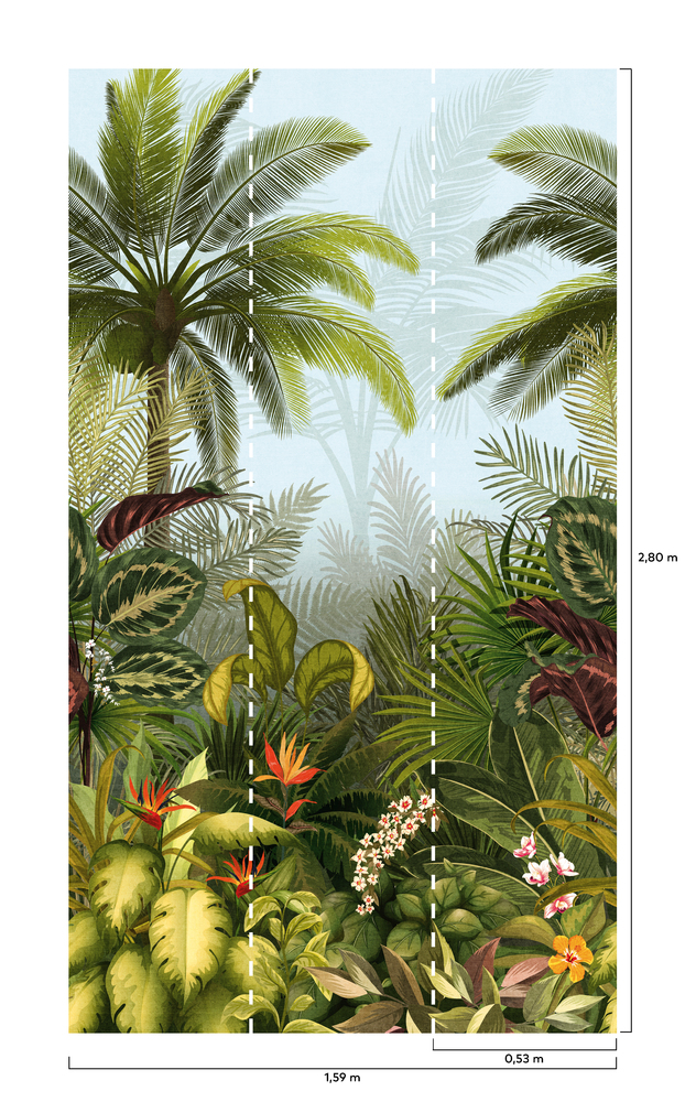 JF6001 Papier Peint Panoramique Branca Jungle Vert 159 x 280 cm